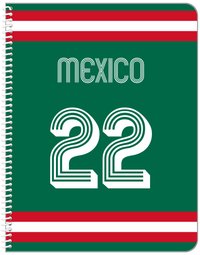 Thumbnail for Personalized Jersey Number Notebook - Mexico - Single Stripe - Front View