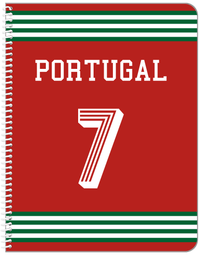 Thumbnail for Personalized Jersey Number Notebook - Portugal - Triple Stripe - Front View