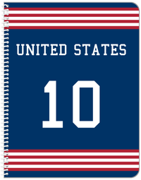Thumbnail for Personalized Jersey Number Notebook - United States - Triple Stripe - Front View