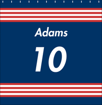 Thumbnail for Personalized Jersey Number Shower Curtain - Blue & Red - Triple Stripe - Decorate View