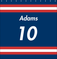 Thumbnail for Personalized Jersey Number Shower Curtain - Blue & Red - Single Stripe - Decorate View