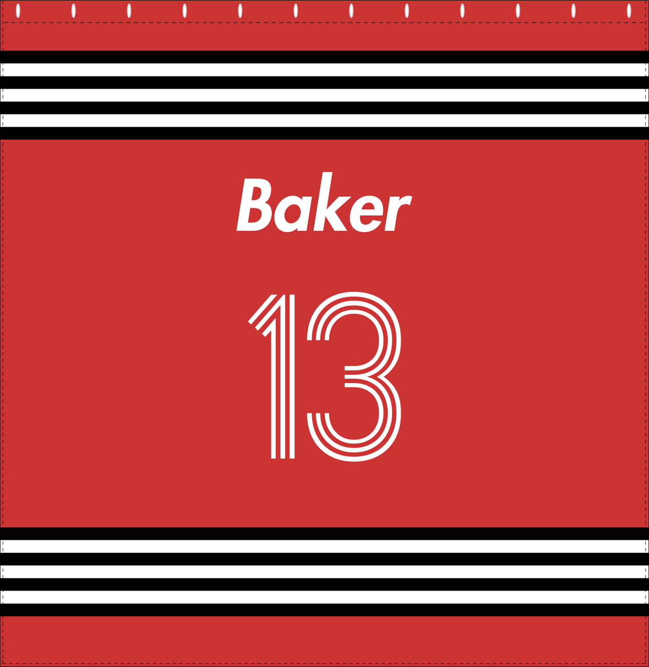 Personalized Jersey Number Shower Curtain - Red & Black - Triple Stripe - Decorate View