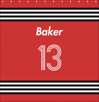 Thumbnail for Personalized Jersey Number Shower Curtain - Red & Black - Triple Stripe - Decorate View
