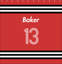 Thumbnail for Personalized Jersey Number Shower Curtain - Red & Black - Double Stripe - Decorate View
