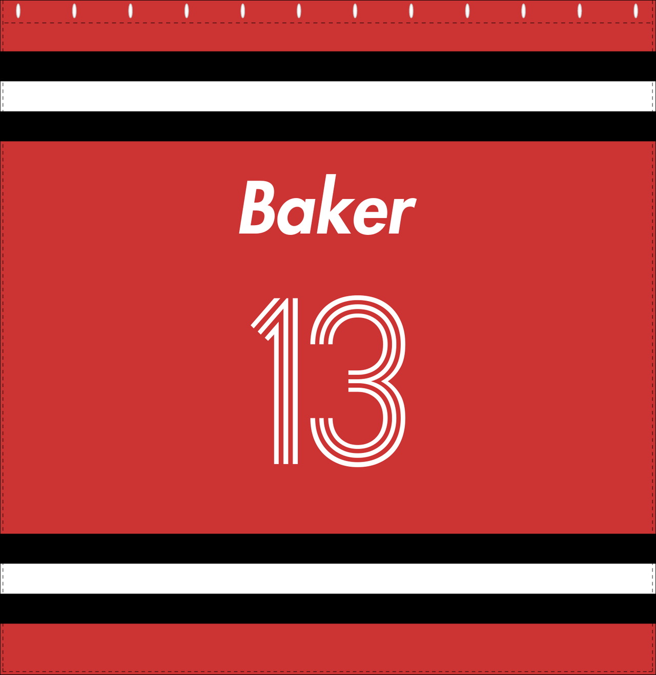 Personalized Jersey Number Shower Curtain - Red & Black - Single Stripe - Decorate View