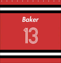 Thumbnail for Personalized Jersey Number Shower Curtain - Red & Black - Single Stripe - Decorate View