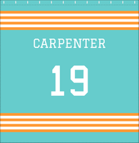 Thumbnail for Personalized Jersey Number Shower Curtain - Teal & Orange - Triple Stripe - Decorate View