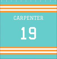 Thumbnail for Personalized Jersey Number Shower Curtain - Teal & Orange - Double Stripe - Decorate View