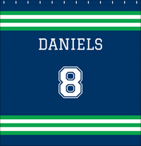 Thumbnail for Personalized Jersey Number Shower Curtain - Blue & Green - Double Stripe - Decorate View