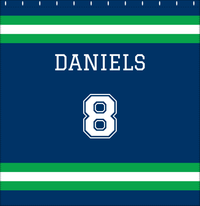 Thumbnail for Personalized Jersey Number Shower Curtain - Blue & Green - Single Stripe - Decorate View