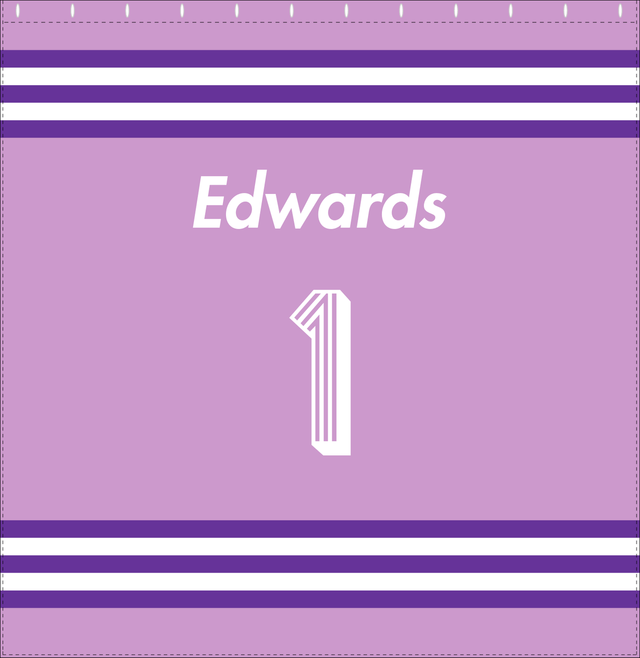 Personalized Jersey Number Shower Curtain - Lilac & Purple - Double Stripe - Decorate View