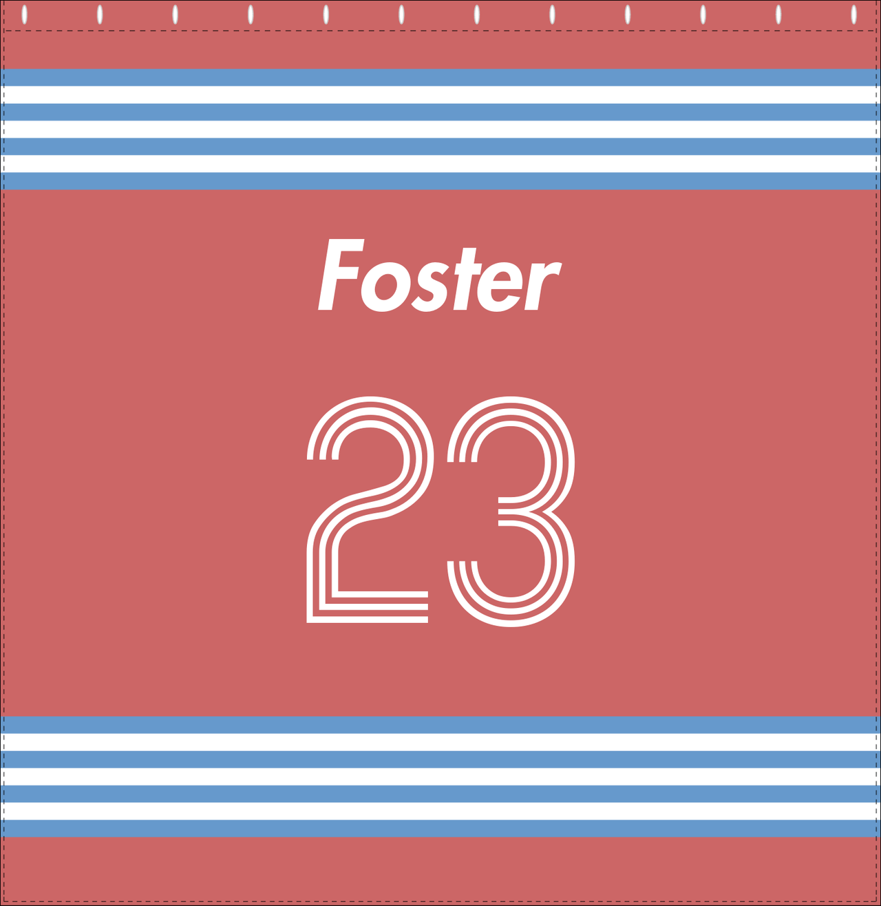 Personalized Jersey Number Shower Curtain - Roseate & Glacier - Triple Stripe - Decorate View