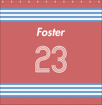 Thumbnail for Personalized Jersey Number Shower Curtain - Roseate & Glacier - Triple Stripe - Decorate View