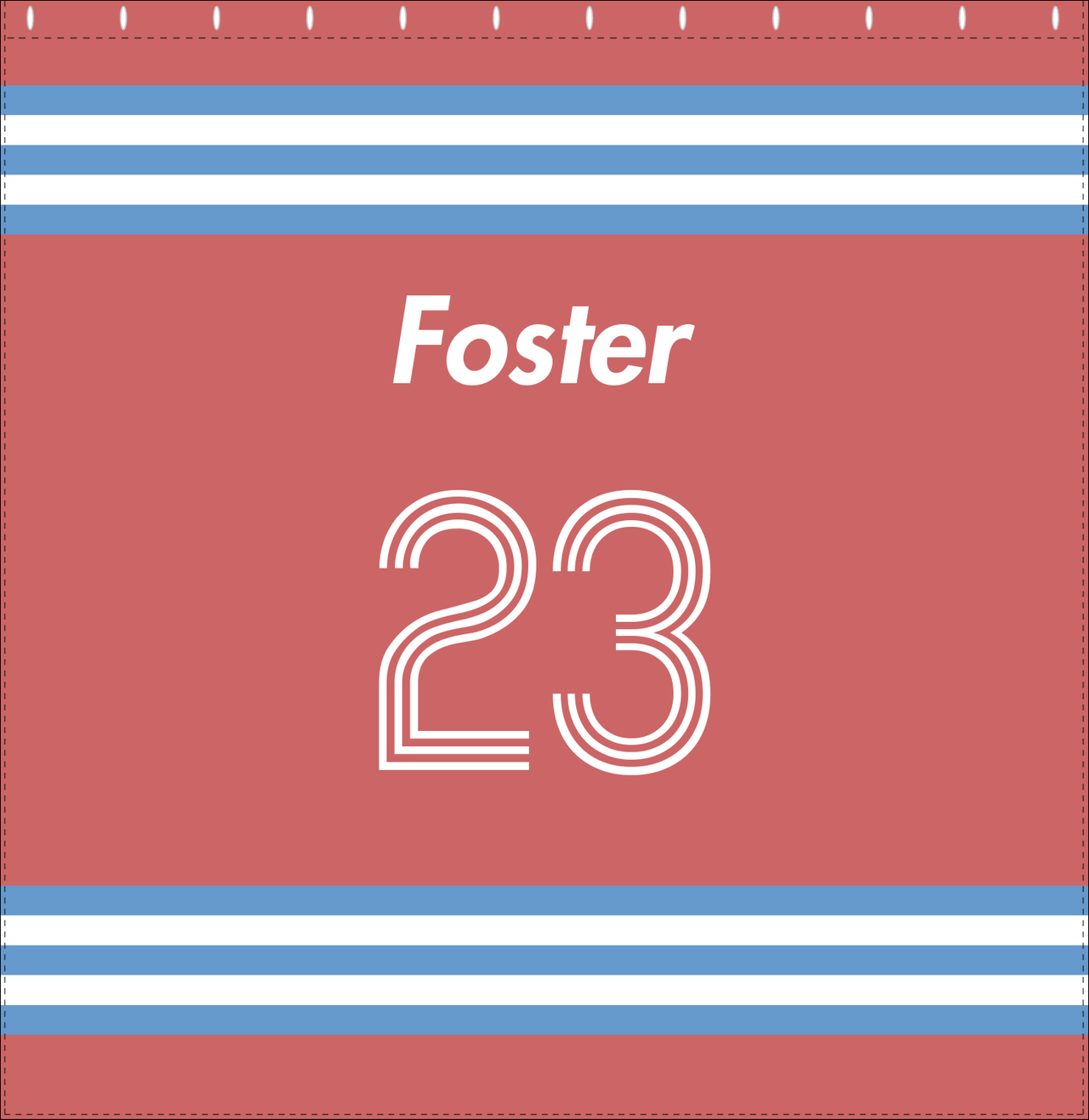 Personalized Jersey Number Shower Curtain - Roseate & Glacier - Double Stripe - Decorate View