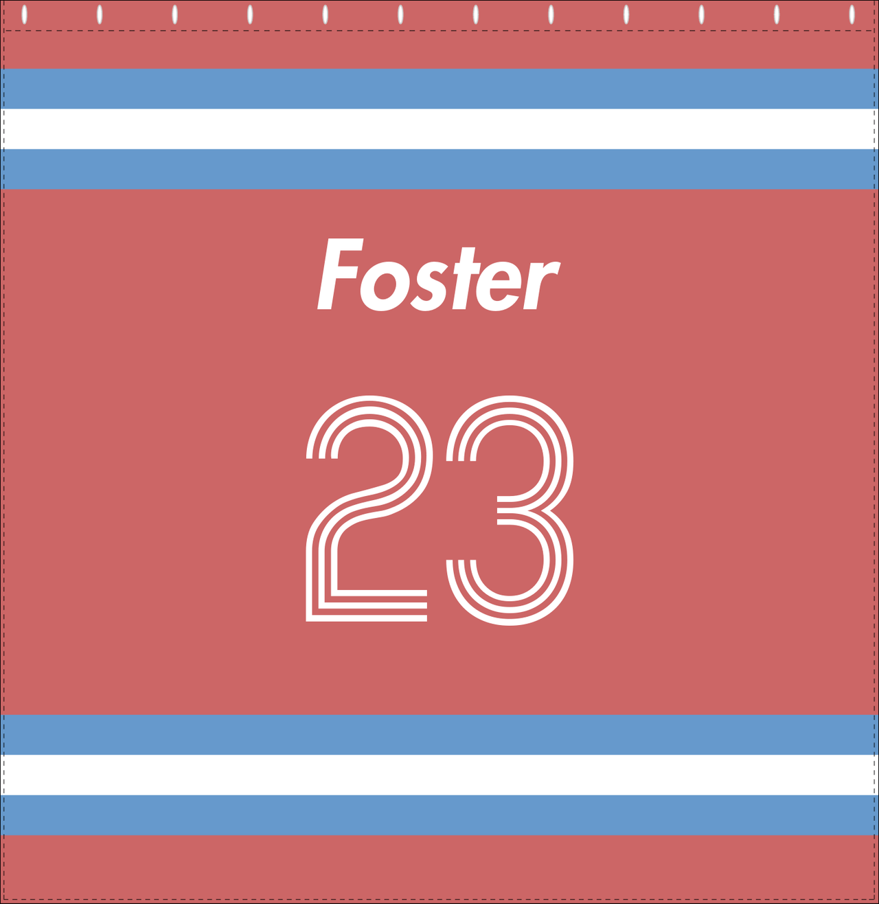 Personalized Jersey Number Shower Curtain - Roseate & Glacier - Single Stripe - Decorate View