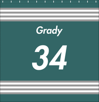 Thumbnail for Personalized Jersey Number Shower Curtain - Teal & Grey - Triple Stripe - Decorate View