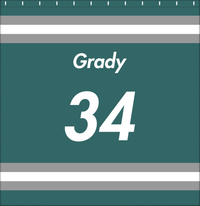 Thumbnail for Personalized Jersey Number Shower Curtain - Teal & Grey - Single Stripe - Decorate View