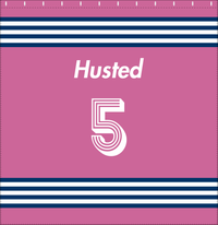 Thumbnail for Personalized Jersey Number Shower Curtain - Pink & Blue - Triple Stripe - Decorate View