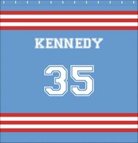 Thumbnail for Personalized Jersey Number Shower Curtain - Glacier & Red - Double Stripe - Decorate View