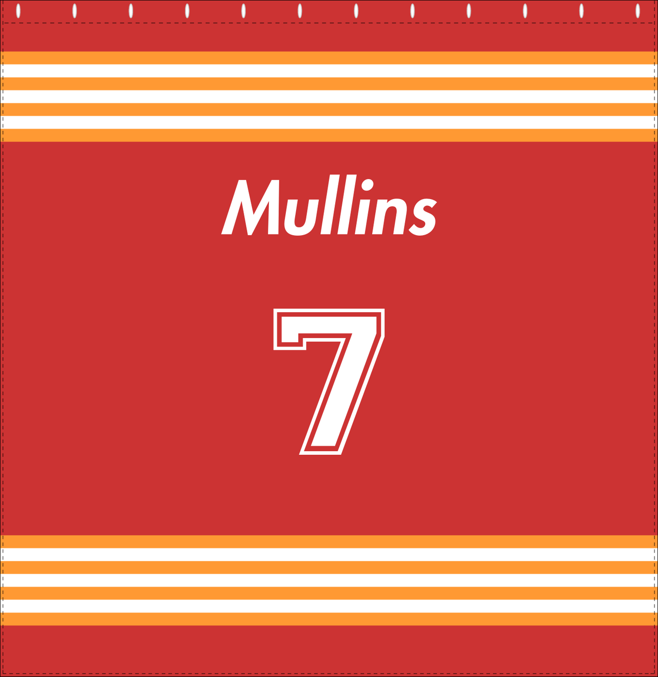 Personalized Jersey Number Shower Curtain - Red & Orange - Triple Stripe - Decorate View