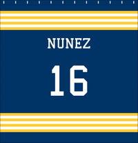 Thumbnail for Personalized Jersey Number Shower Curtain - Blue & Yellow - Triple Stripe - Decorate View