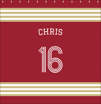 Thumbnail for Personalized Jersey Number Shower Curtain with Arched Name - Red & Gold - Triple Stripe - Decorate View