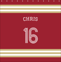 Thumbnail for Personalized Jersey Number Shower Curtain with Arched Name - Red & Gold - Double Stripe - Decorate View