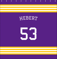 Thumbnail for Personalized Jersey Number Shower Curtain with Arched Name - Purple & Gold - Triple Stripe - Decorate View