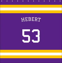 Thumbnail for Personalized Jersey Number Shower Curtain with Arched Name - Purple & Gold - Single Stripe - Decorate View