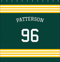 Thumbnail for Personalized Jersey Number Shower Curtain with Arched Name - Green & Yellow - Triple Stripe - Decorate View