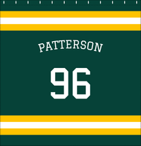 Thumbnail for Personalized Jersey Number Shower Curtain with Arched Name - Green & Yellow - Single Stripe - Decorate View