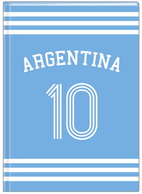 Thumbnail for Personalized Jersey Number Journal with Arched Name - Argentina - Double Stripe - Front View