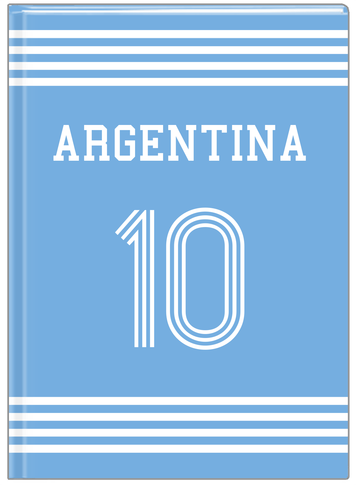 Personalized Jersey Number Journal - Argentina - Triple Stripe - Front View