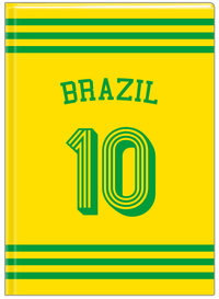 Thumbnail for Personalized Jersey Number Journal with Arched Name - Brazil - Double Stripe - Front View