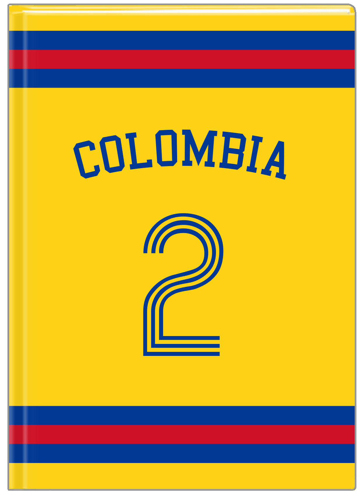 Personalized Jersey Number Journal with Arched Name - Colombia - Single Stripe - Front View