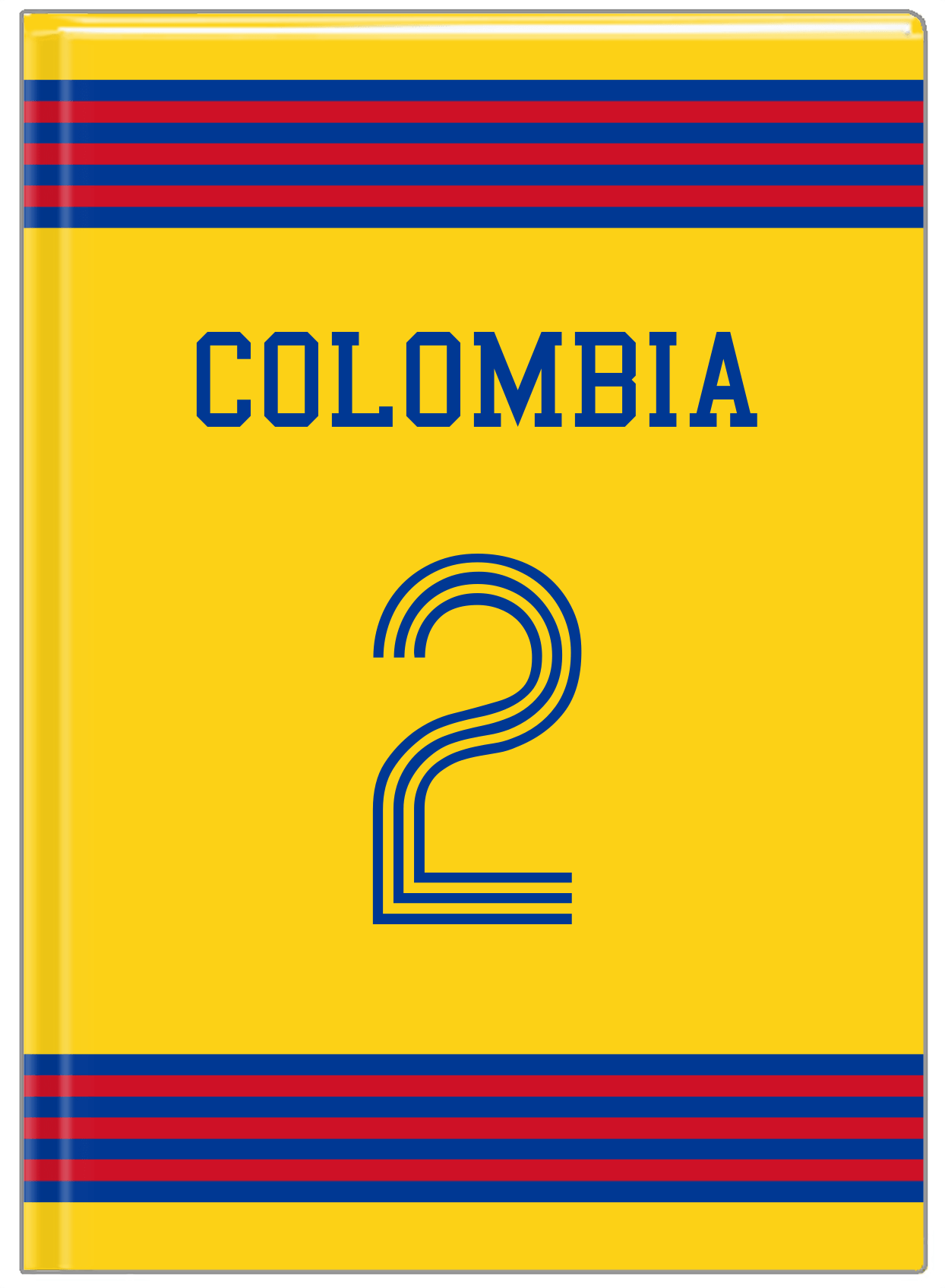 Personalized Jersey Number Journal - Colombia - Triple Stripe - Front View