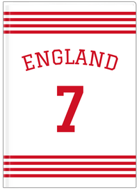 Thumbnail for Personalized Jersey Number Journal with Arched Name - England - Triple Stripe - Front View