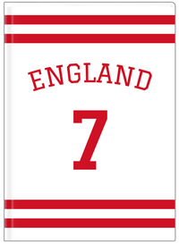 Thumbnail for Personalized Jersey Number Journal with Arched Name - England - Single Stripe - Front View