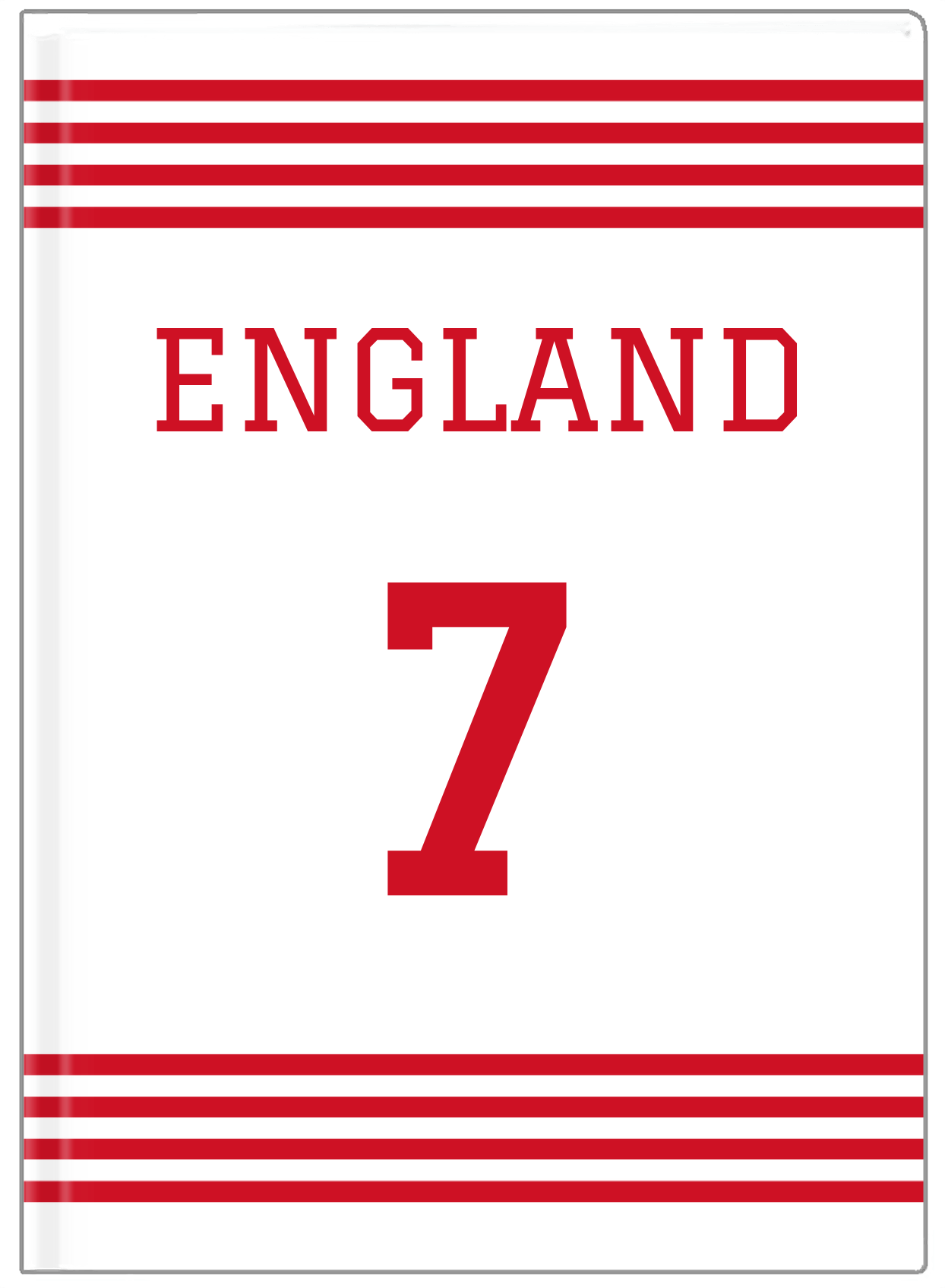 Personalized Jersey Number Journal - England - Triple Stripe - Front View