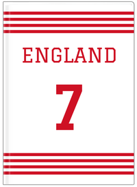 Thumbnail for Personalized Jersey Number Journal - England - Triple Stripe - Front View