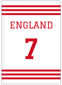 Thumbnail for Personalized Jersey Number Journal - England - Double Stripe - Front View