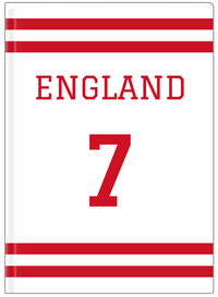 Thumbnail for Personalized Jersey Number Journal - England - Single Stripe - Front View