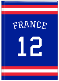 Thumbnail for Personalized Jersey Number Journal with Arched Name - France - Single Stripe - Front View