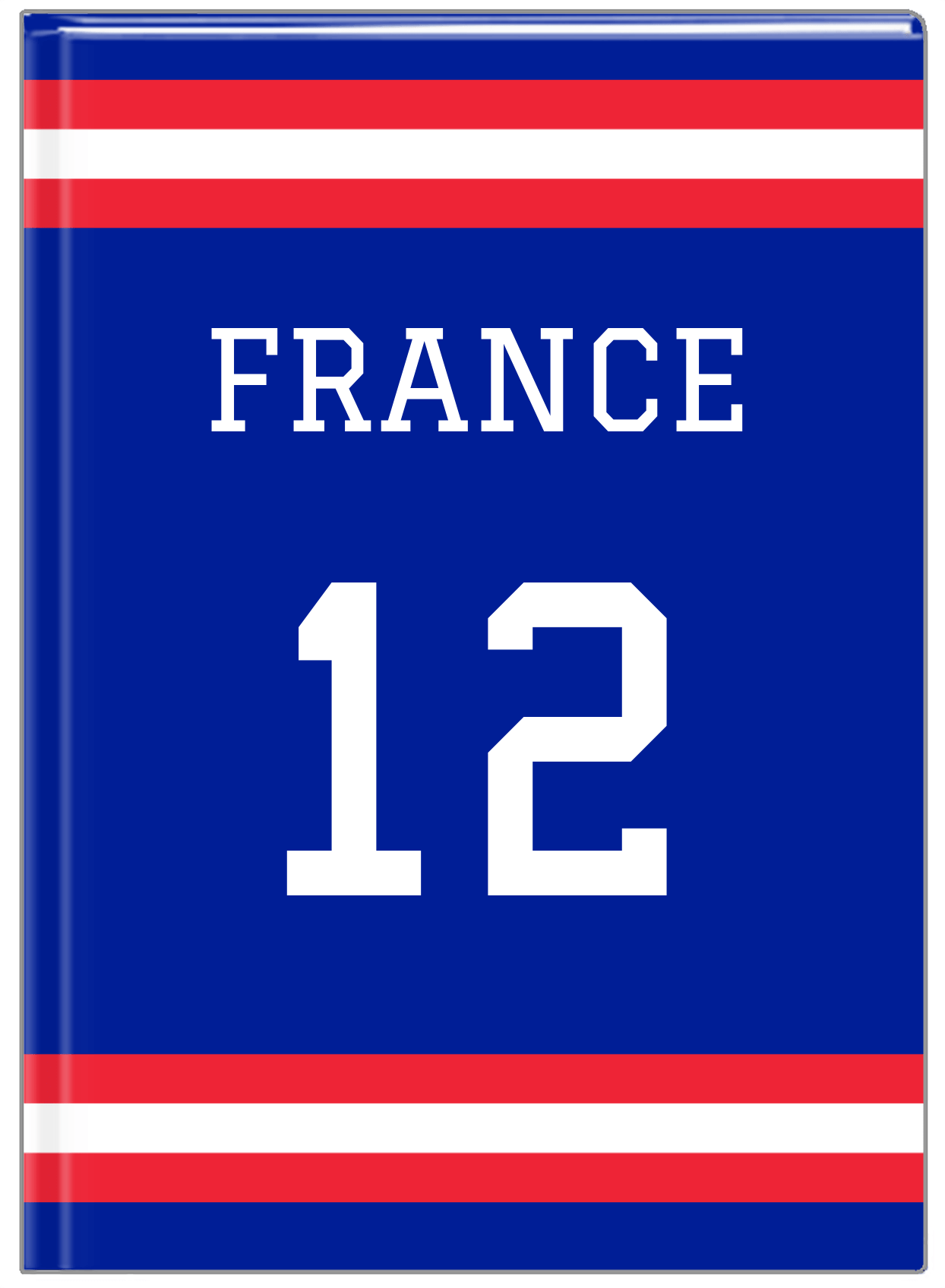 Personalized Jersey Number Journal - France - Single Stripe - Front View
