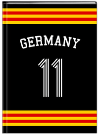 Thumbnail for Personalized Jersey Number Journal with Arched Name - Germany - Double Stripe - Front View