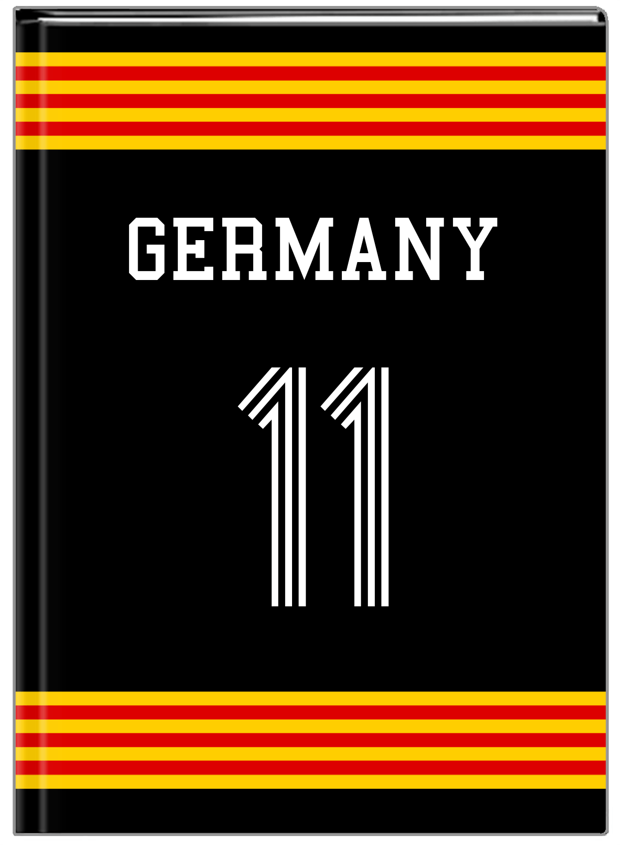 Personalized Jersey Number Journal - Germany - Triple Stripe - Front View