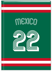 Thumbnail for Personalized Jersey Number Journal with Arched Name - Mexico - Single Stripe - Front View