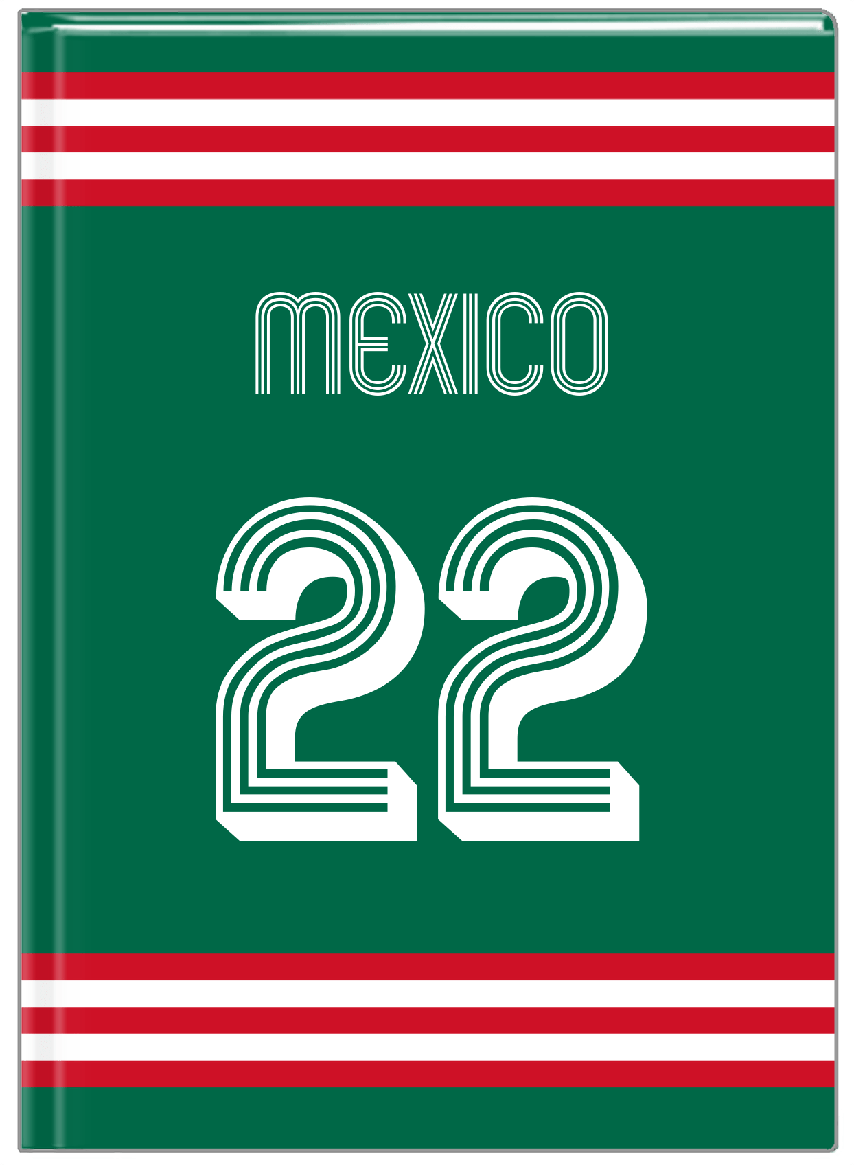 Personalized Jersey Number Journal - Mexico - Double Stripe - Front View