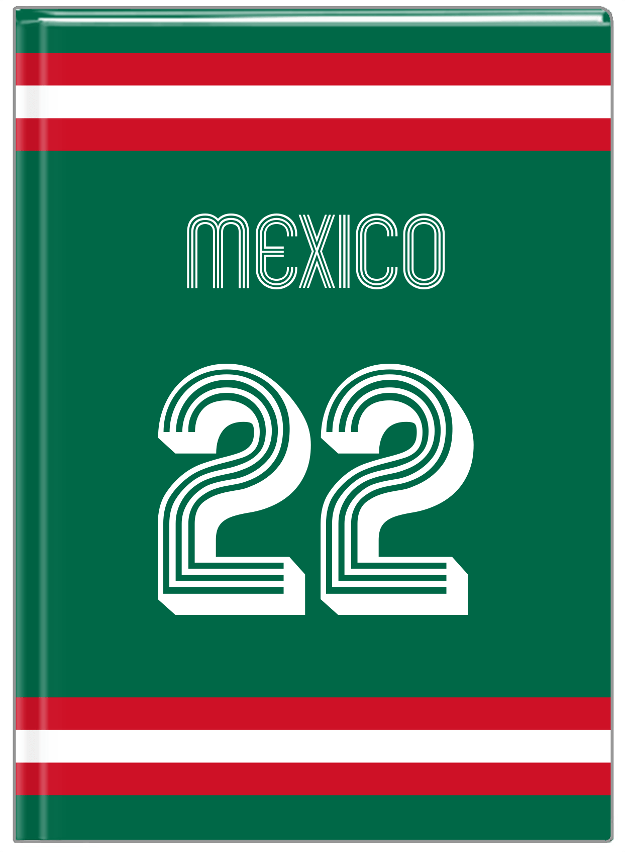 Personalized Jersey Number Journal - Mexico - Single Stripe - Front View