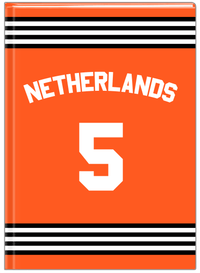 Thumbnail for Personalized Jersey Number Journal with Arched Name - Netherlands - Triple Stripe - Front View